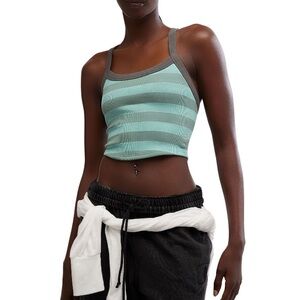FP Movement by Free People - NWT XL  Green and Gray Striped Tank Top
